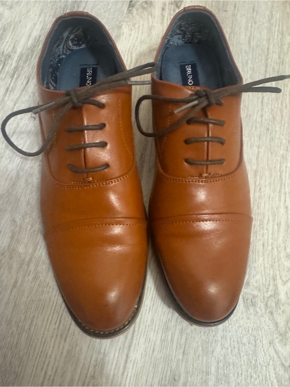 Bruno Marc Kids Tan Leather Dress Oxfords